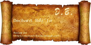 Dechant Béla névjegykártya